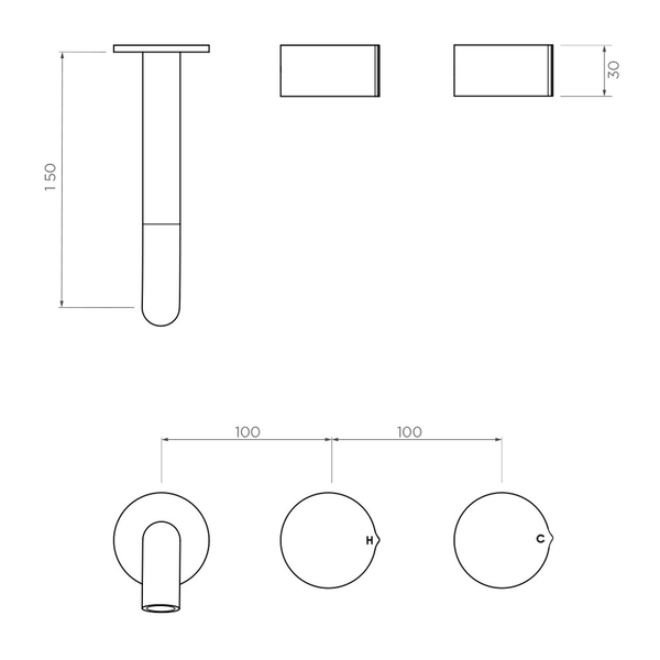 Streamline Venn Wall Basin Set 150Mm Left Spout Brushed Brass