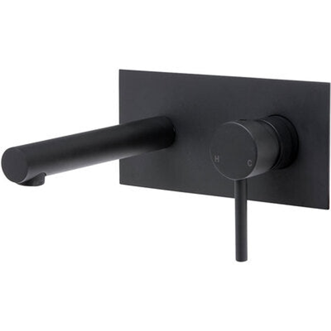 Hustle Wall Basin Mixer Spout: Matt Black 35mm