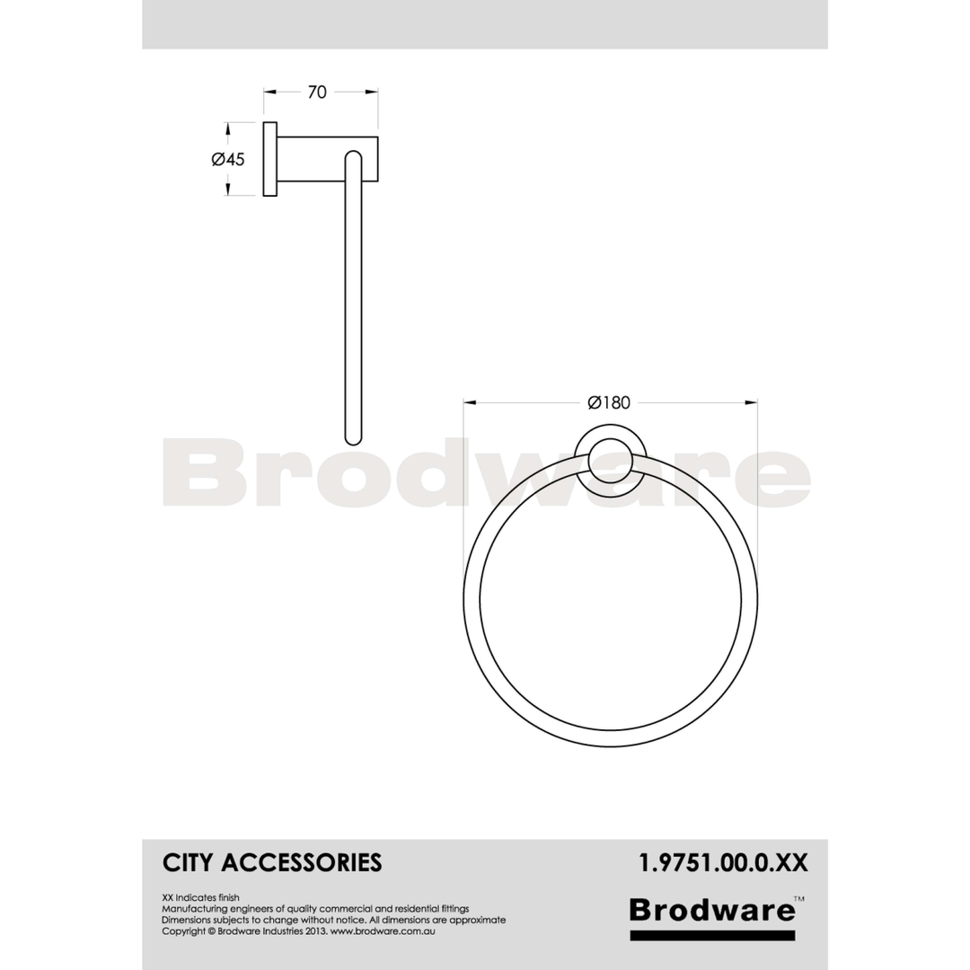 Brodware City Towel Ring Chrome 1.9751.00.0.01