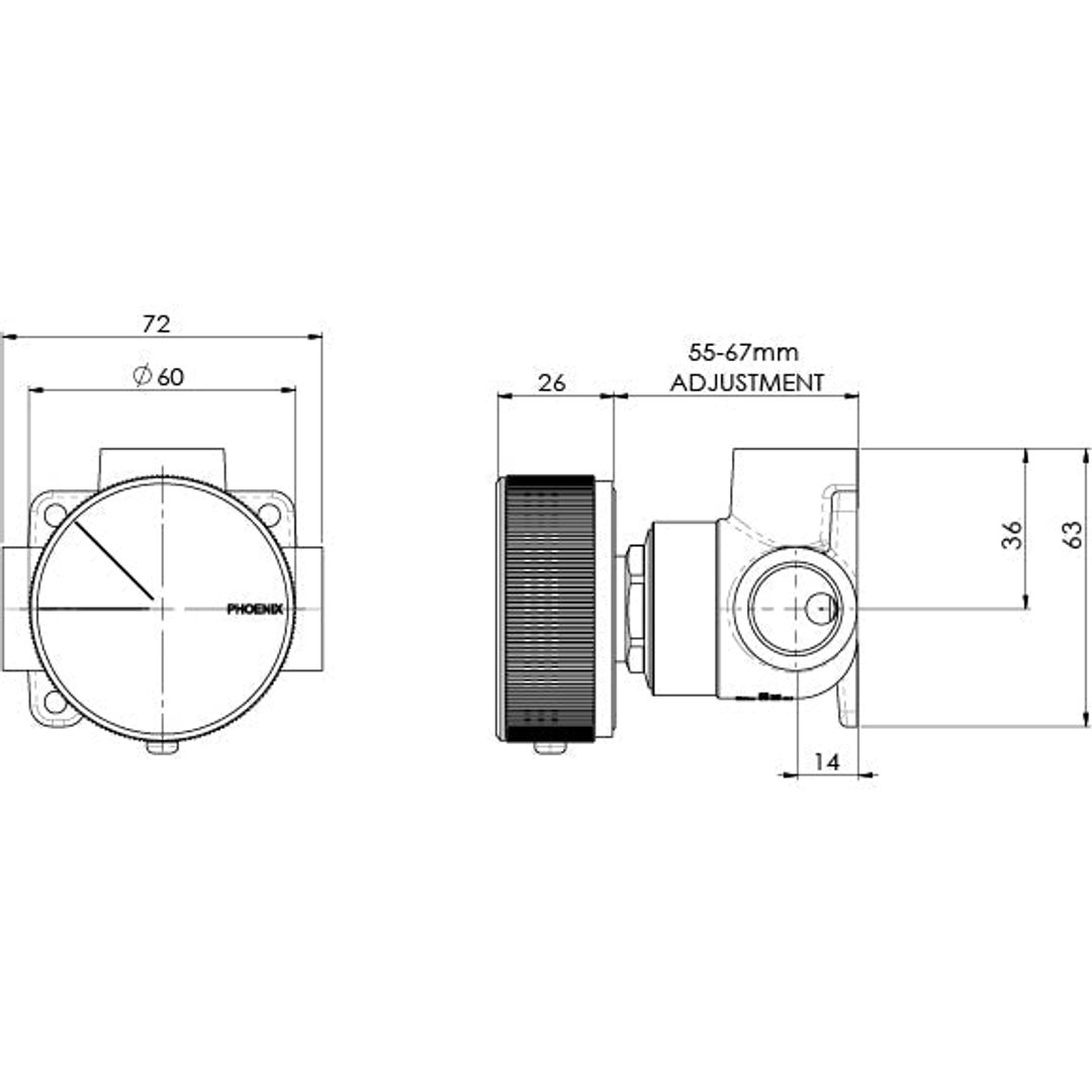 Phoenix Axia Shower/Wall Mixer - Matte Black