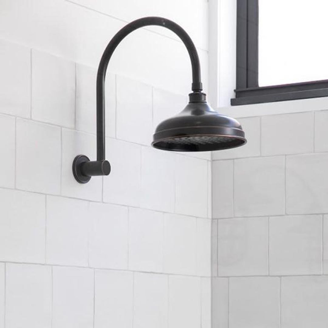 Phoenix Nostalgia Vintage Shower Arm & Rose - Antique Black