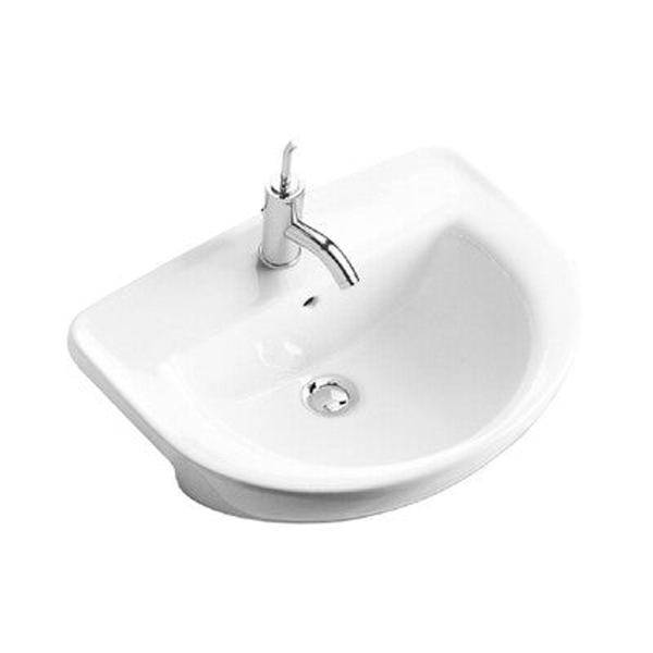 Gala Flag Semi Recessed Basin Inc Waste White 1 Tap Hole