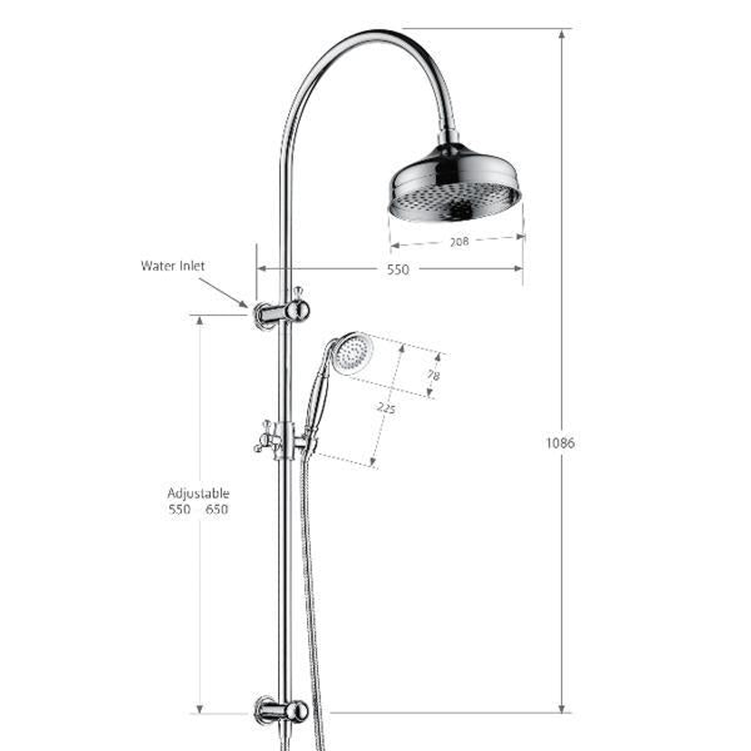 Fienza Lillian M/Funct Twin Shower Rail - Chrome