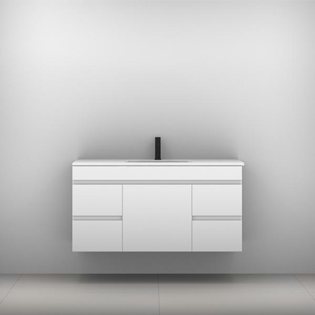 Bargo Vanity 1500mm Alpha Double Bowl Ceramic Top Wall Hung(Timberln P#:B152Aw)