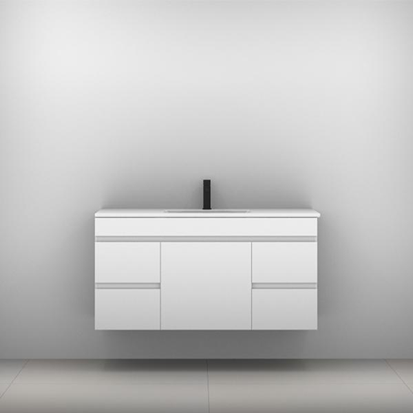 Bargo Vanity 1500mm Alpha Double Bowl Ceramic Top Wall Hung(Timberln P#:B152Aw)