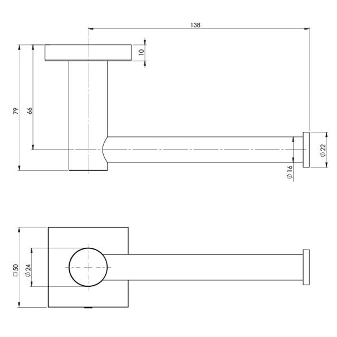 Phoenix Radii Toilet Roll Holder Square Plate-Matte Black