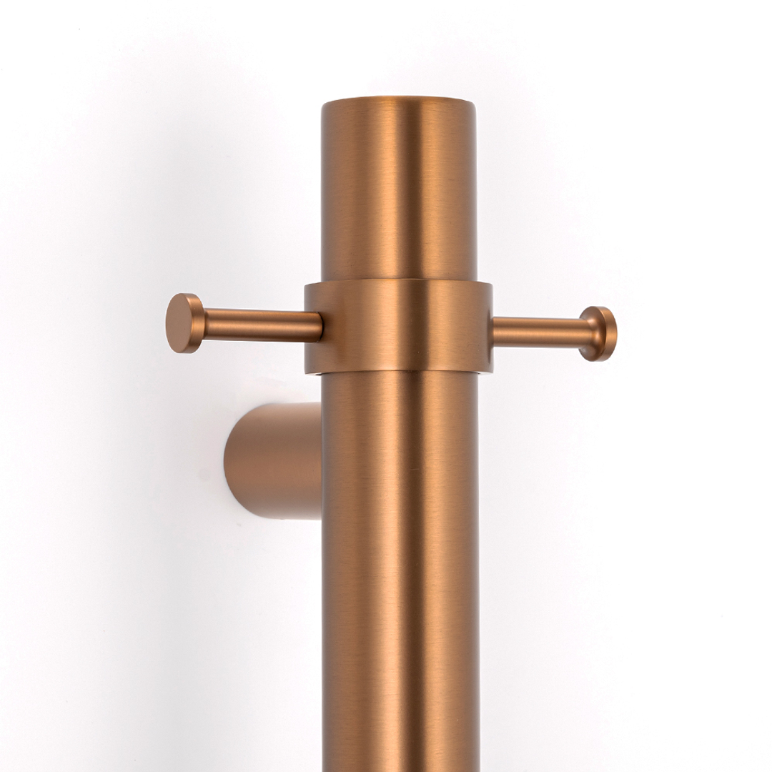 Radiant Vertical Towel Rail Hook For Vertical Heated Bar Brushed Bronze
