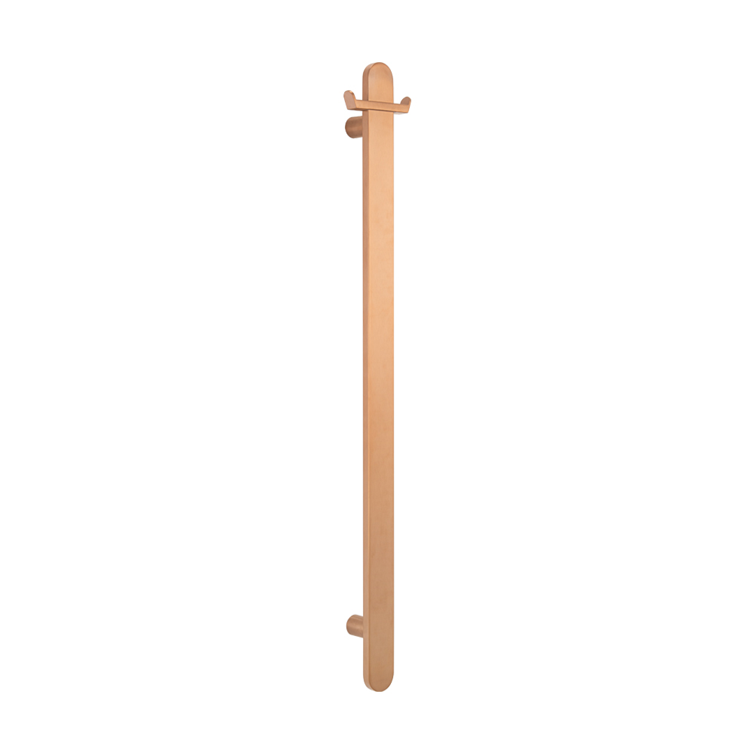 Radiant Brushed Copper Flat Profile Vertical 930Mm Non Heated Single Bar Towel Rail