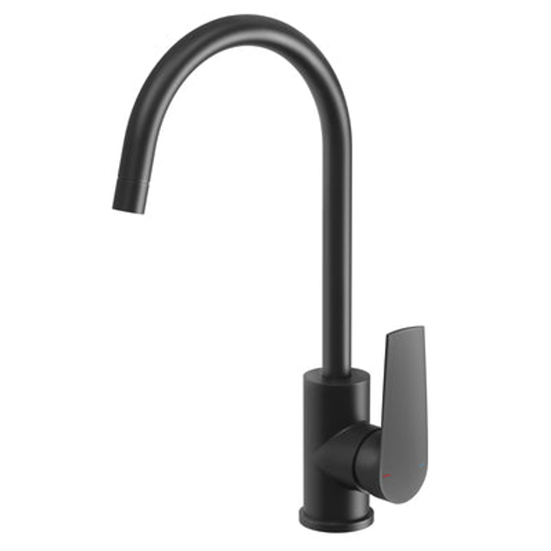 Phoenix Arlo Sink Mixer 200Mm Gooseneck Matte Black 151-7310-10