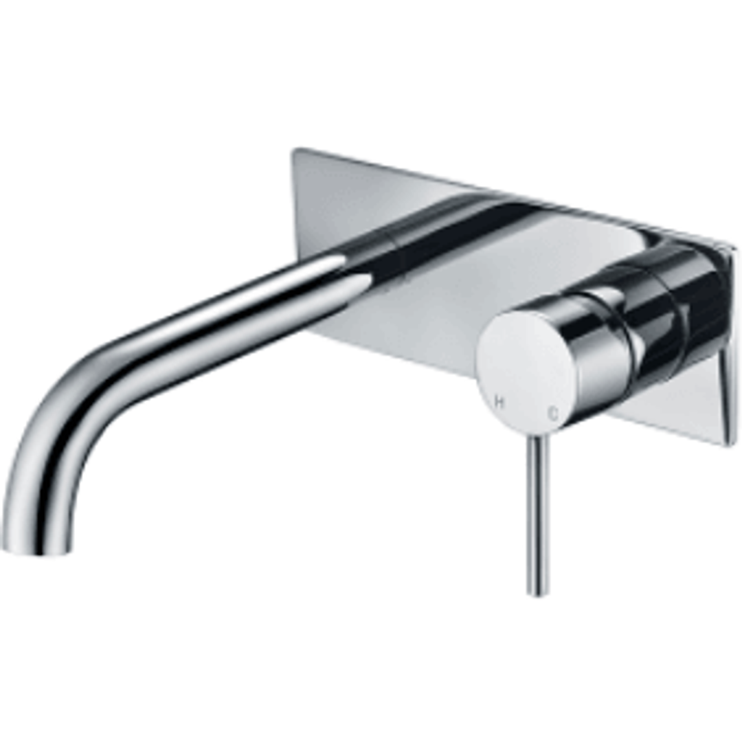 Bella Vista Ikon Hali Wall Basin Mixer With Curved Spout Chrome