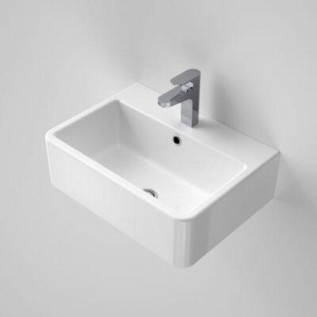 Caroma Cubus Utility Wall Basin 1 Tap Hole White