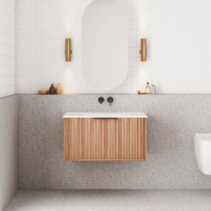 Cassa Design V-Groove Natural Oak or Walnut Wall Hung Vanity - Burdens Plumbing
