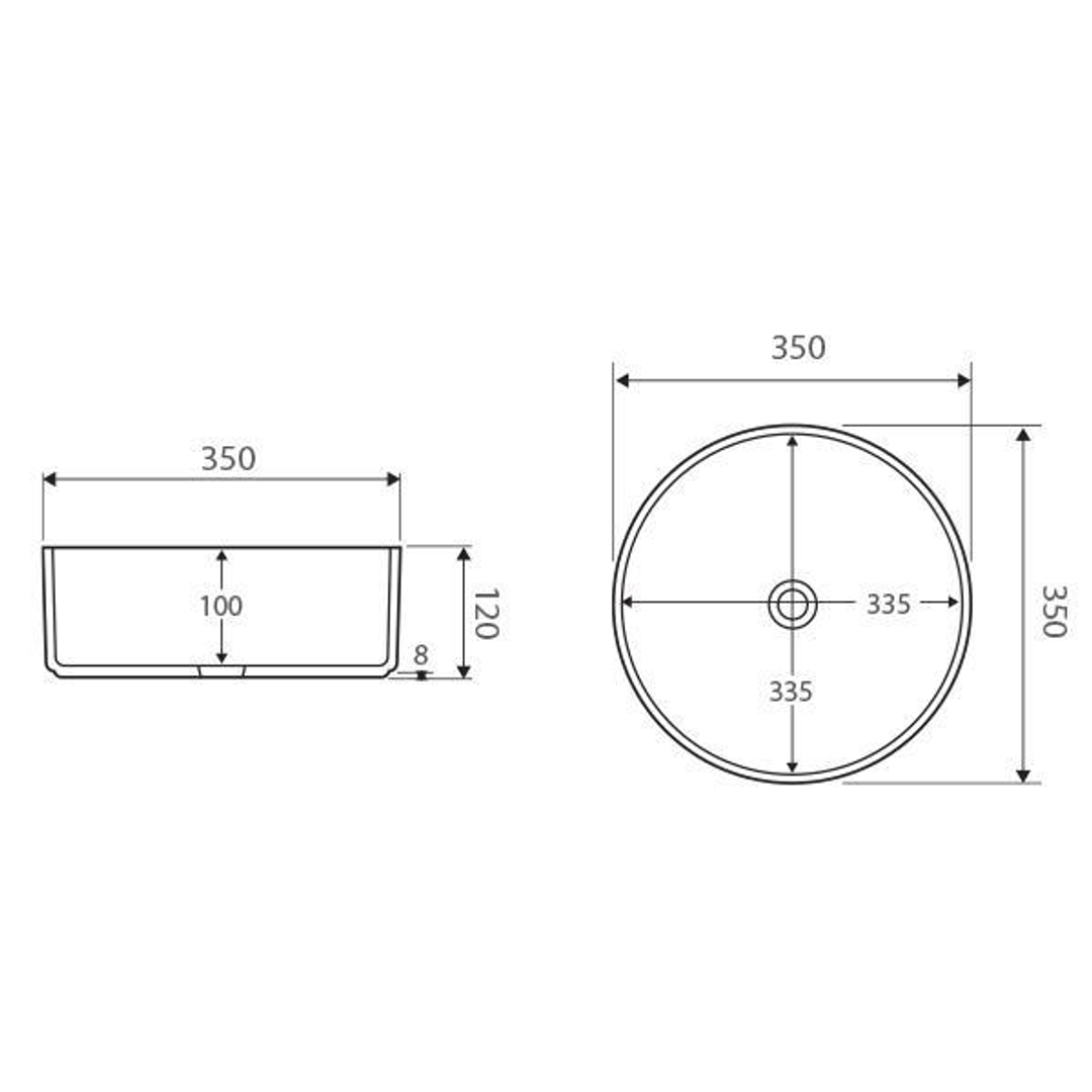 Fienza Reba Basin Above Counter 360 X 360 X 120mm - White Gloss