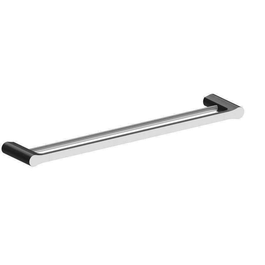 Harmony Bassini Double Towel Rail 600mm Black Chrome