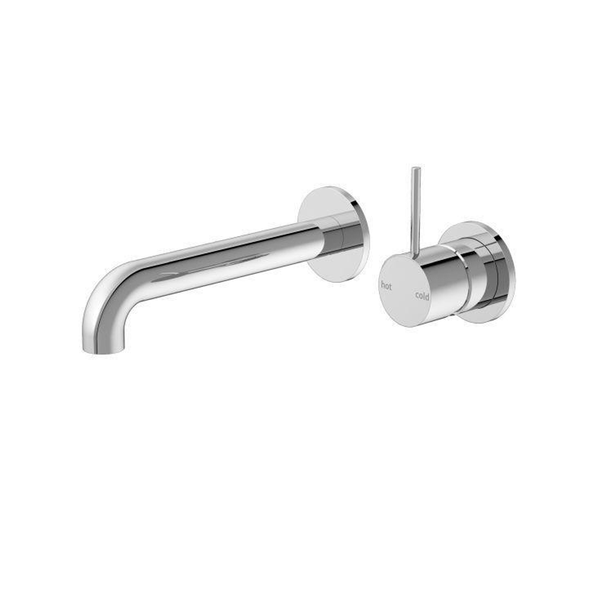 Nero Mecca Wall Basin Mixer Separate Back Plate Handle Up 185Mm Spout Chrome