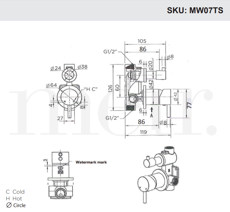Meir Round Diverter Mixer - Matte Black - Burdens Plumbing