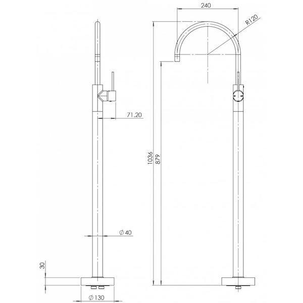 Phoenix Vivid Slimline Floor Mounted Bath Mixer-Matte Black - Burdens Plumbing