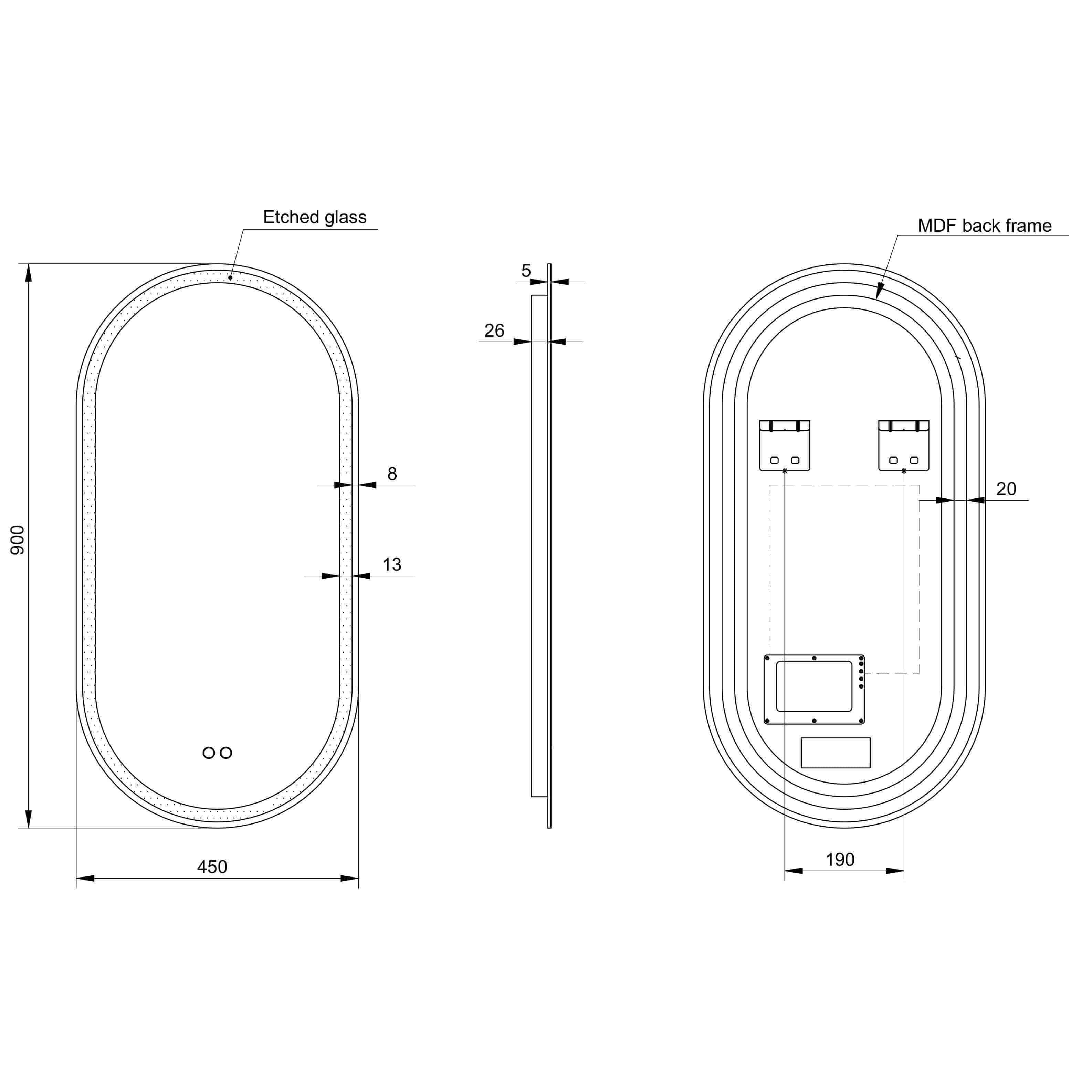 Remer Gatsby 450mm Led Mirror 450 X 900 X 31 - Burdens Plumbing
