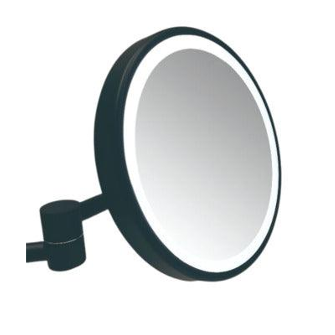 Remer Illusion Matt Black Led Mirror On Swivel Arm 203W X 203H X 24D Id-X5-Mb