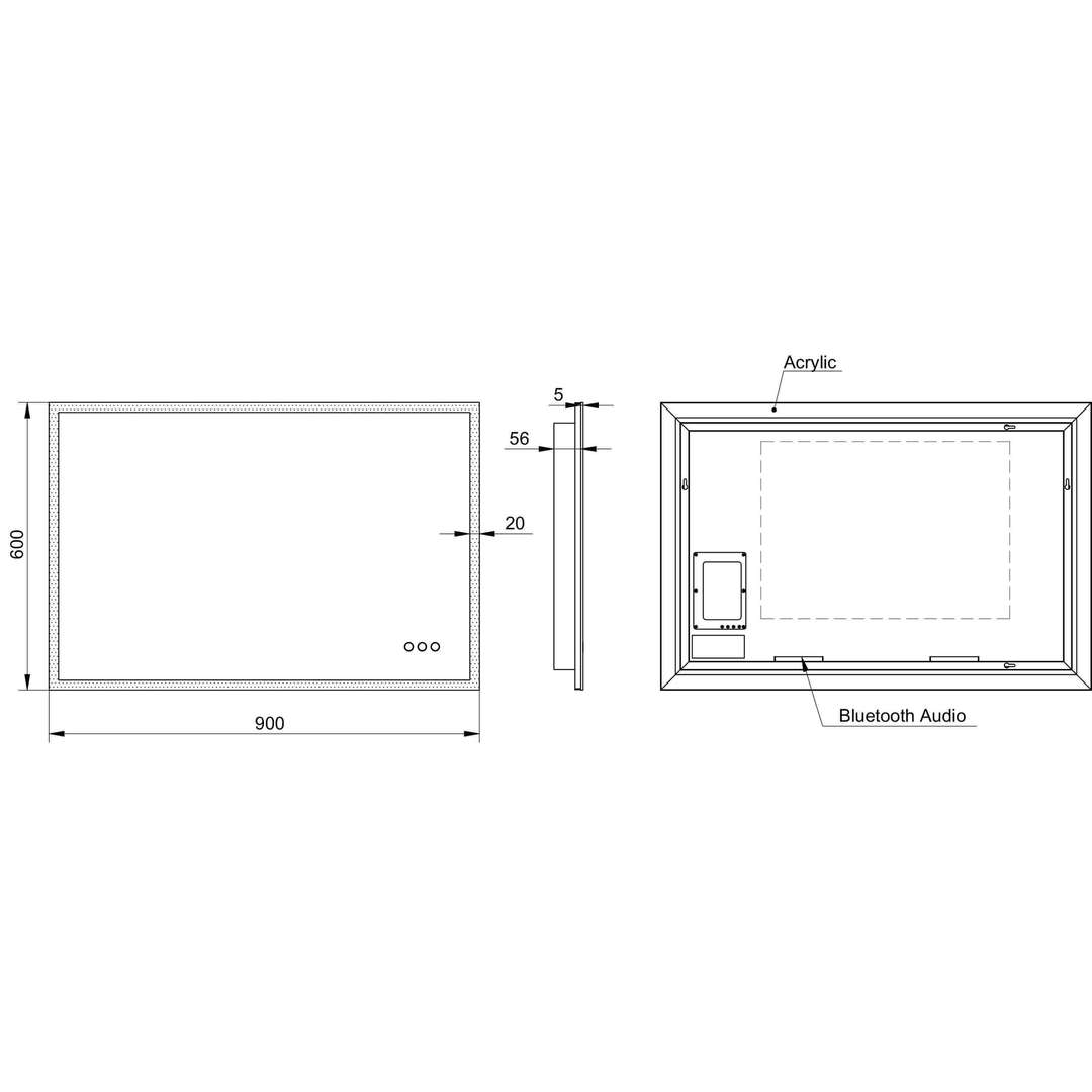 Remer Kara Premium 900 Led Mirror 900W X 700H X 61D K9060Db
