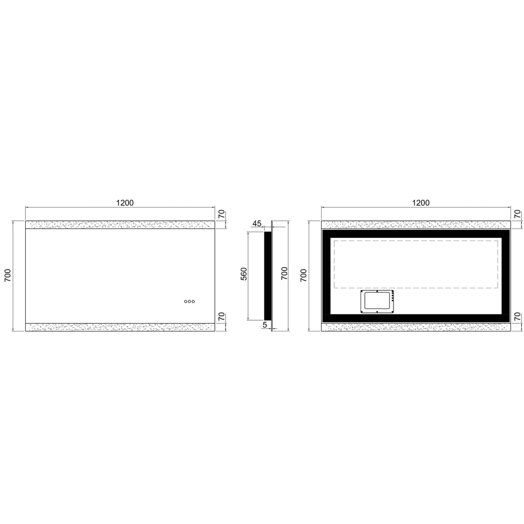 Remer Miro Premium Led Mirror With Bluetooth Speakers - 1200W X 700H X 50D