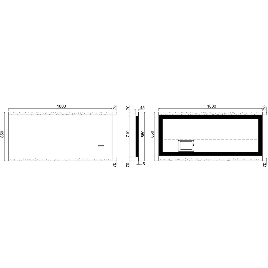 Remer Miro Premium Led Mirror With Bluetooth Speakers - 1800W X 850H X 50D