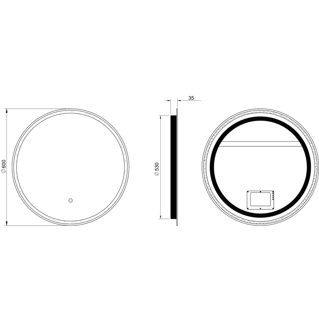 Remer Sphere 600 Led Mirror 600W X 600H X 35D