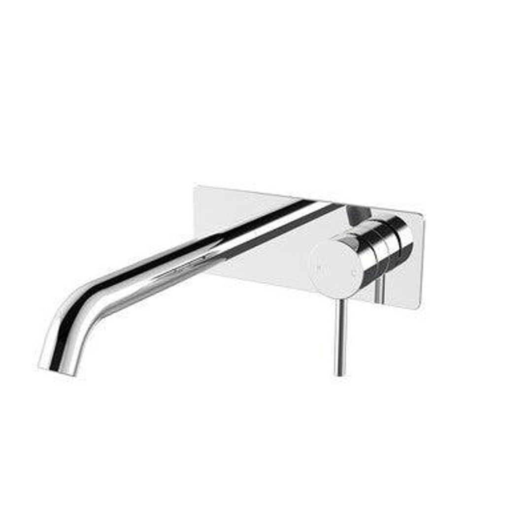 Streamline Axus Pin Wall Mounted Basin/Bath Mixer Brush Brass 220mm Spout *External Only*