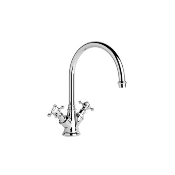 Brodware Winslow Swivel Sink Mixer White Porc Levers & C/D Cp