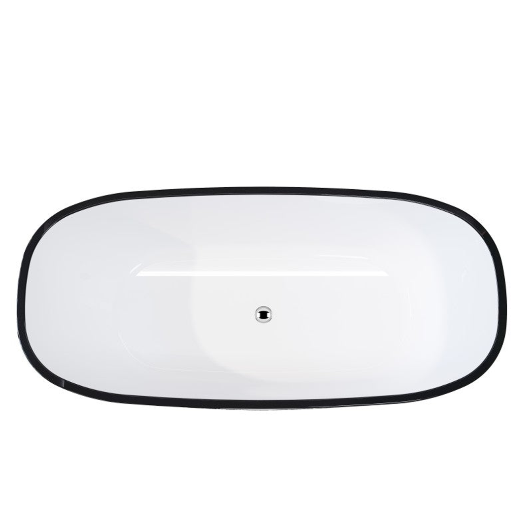 Bel Bagno Sapphire Bath Black Exterior White Interior 1650mm