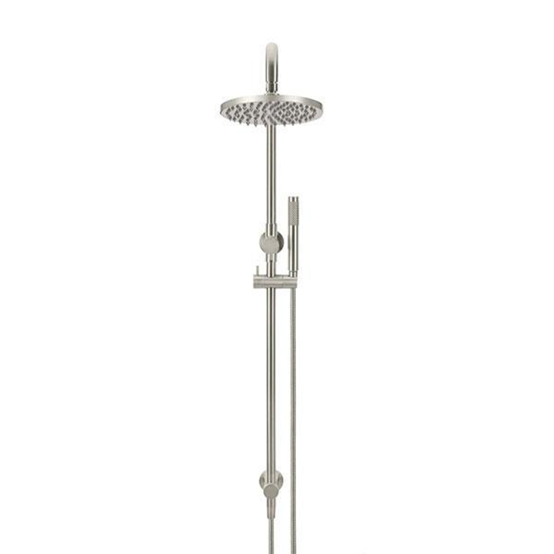 Meir Round Combination Shower Rail 200mm Rose & Hand Shower Brushed Nickel