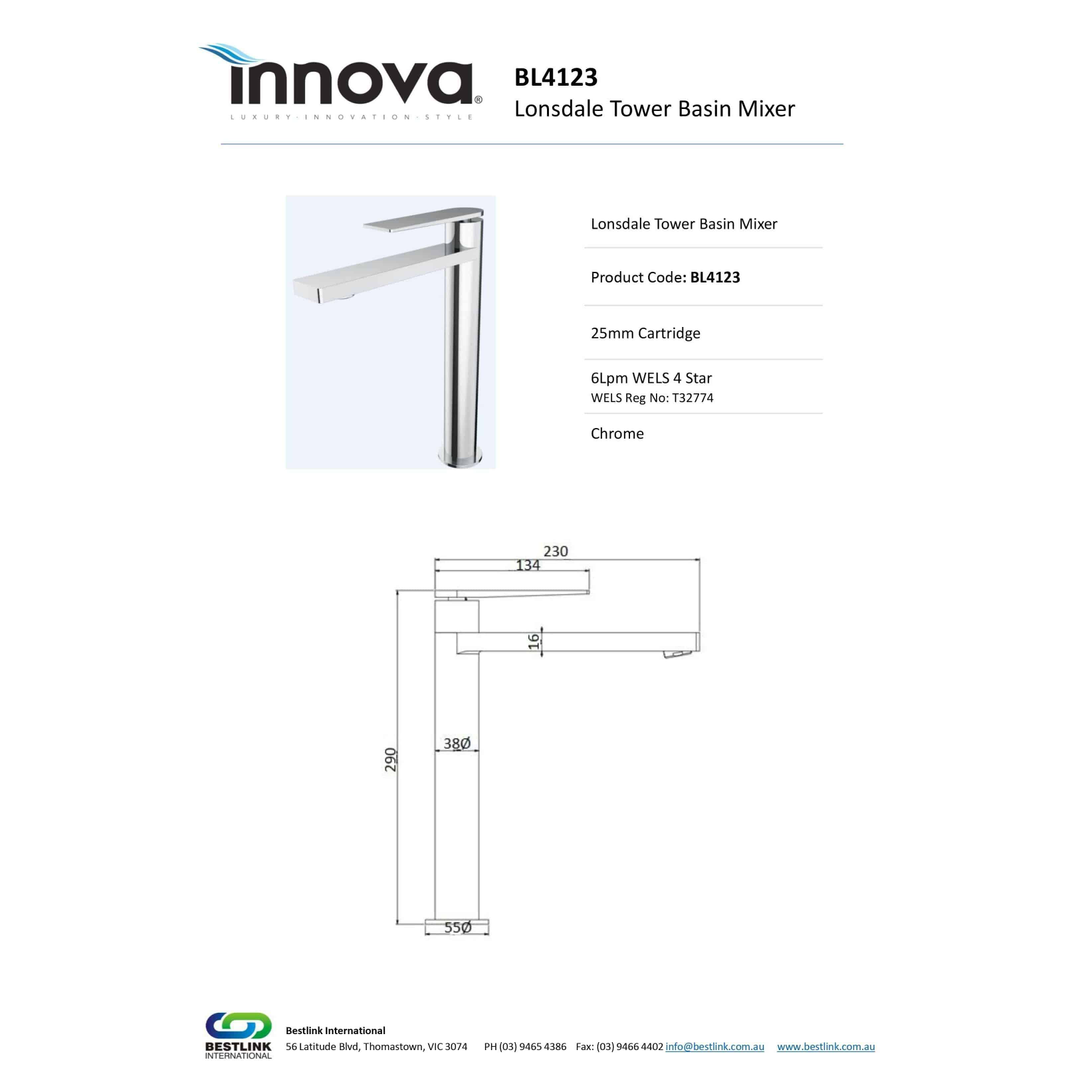 Innova Lonsdale Tower Basin Mixer