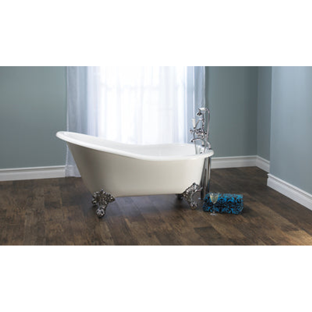 V+A Shropshire Freestanding Bath Polished Nickel Ball & Claw Feet 1537mm