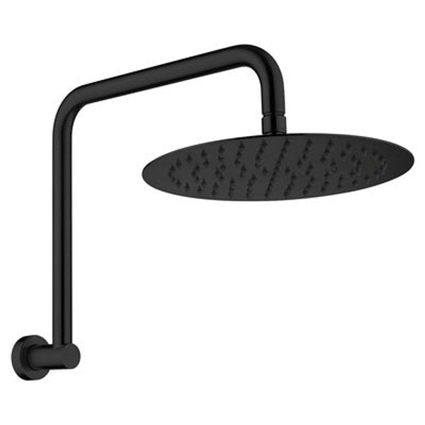 Fienza Kaya Gooseneck Shower Arm Set Matte Black