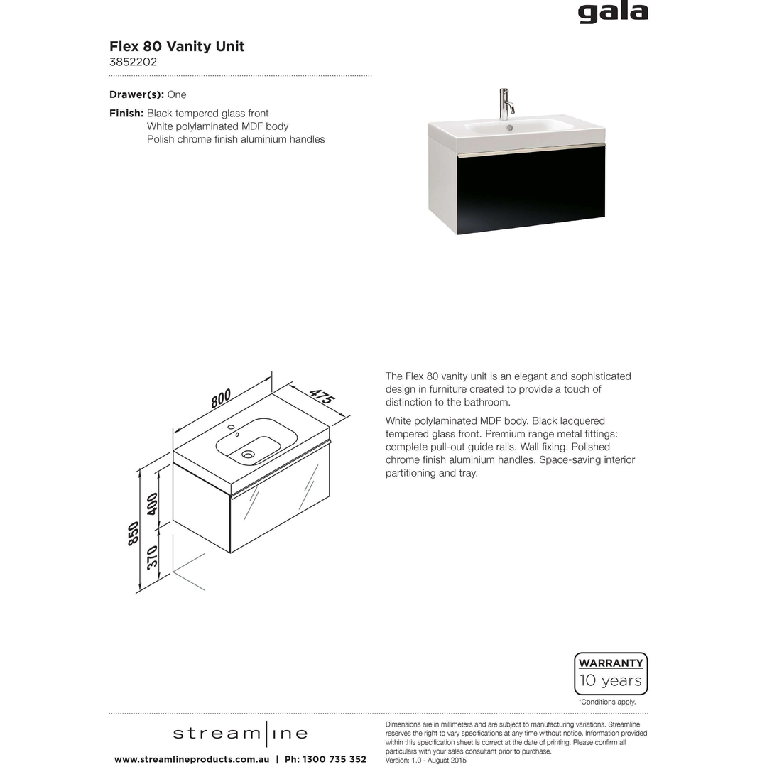 Gala Flex Wash Basin Base Unit Cabinet Black 1 Drw