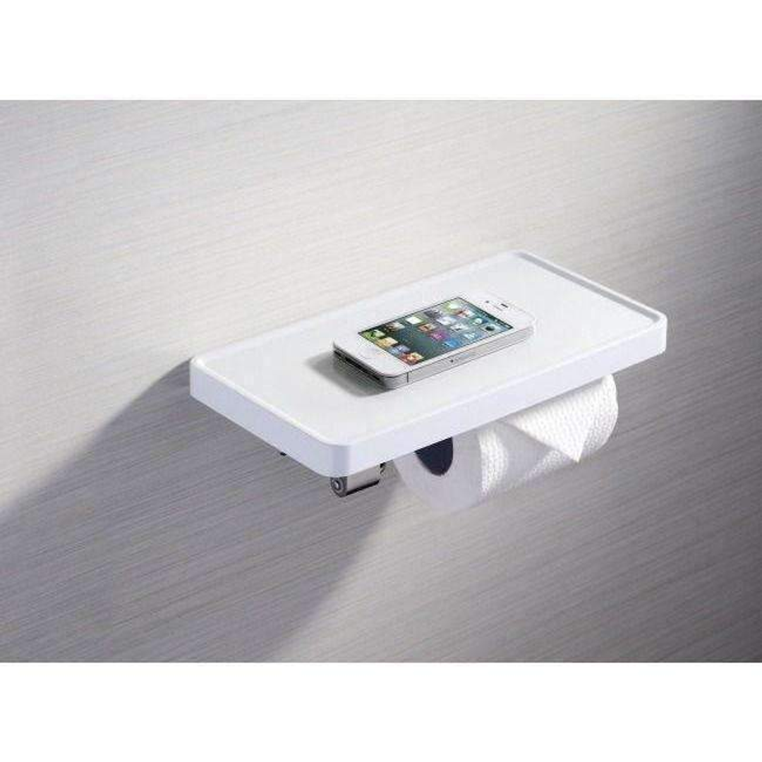 Toilet Roll Holder With Shelf & Hook Chrome: Ex-Display