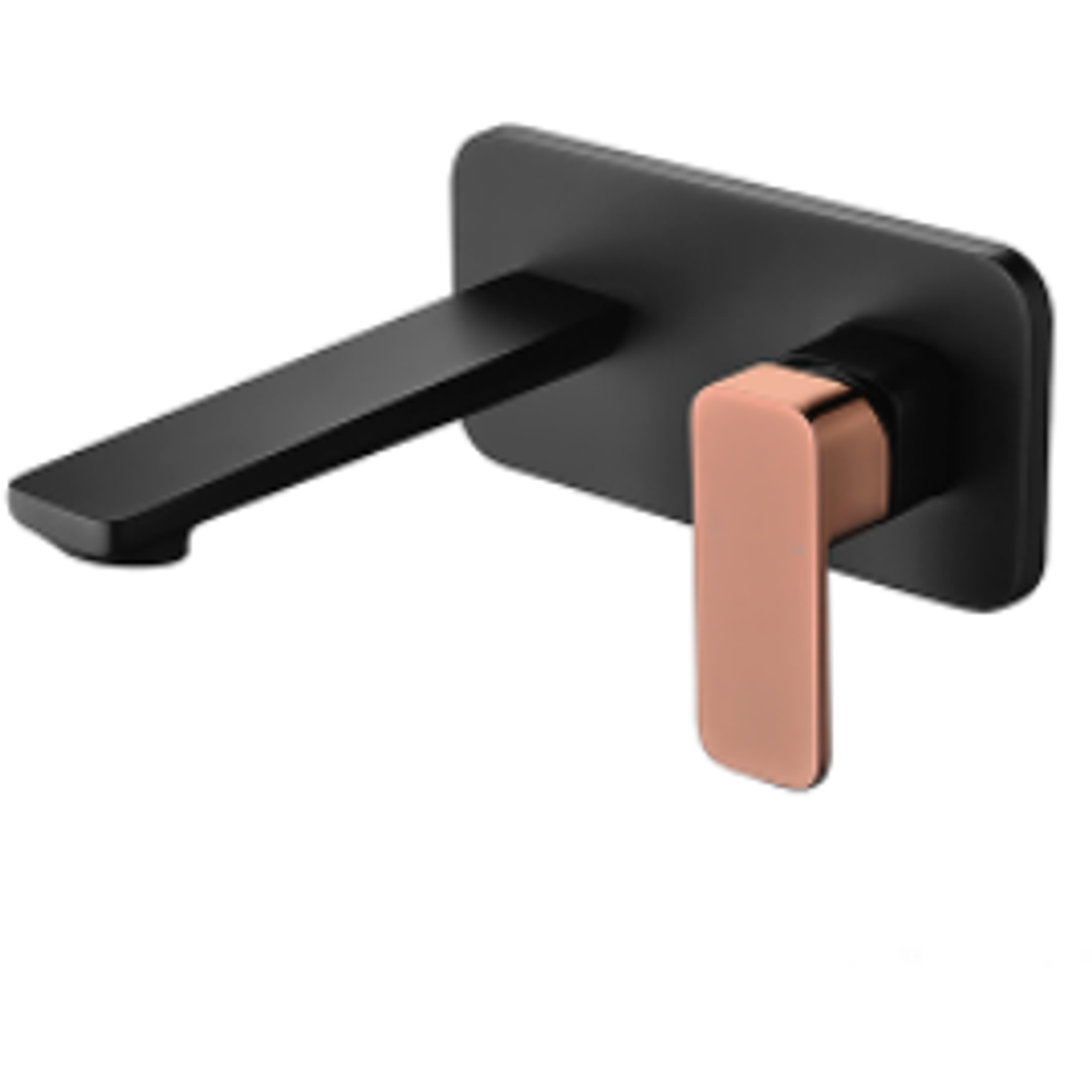 Bella Vista Seto Wall Basin Mixer Matte Black And Rose Gold