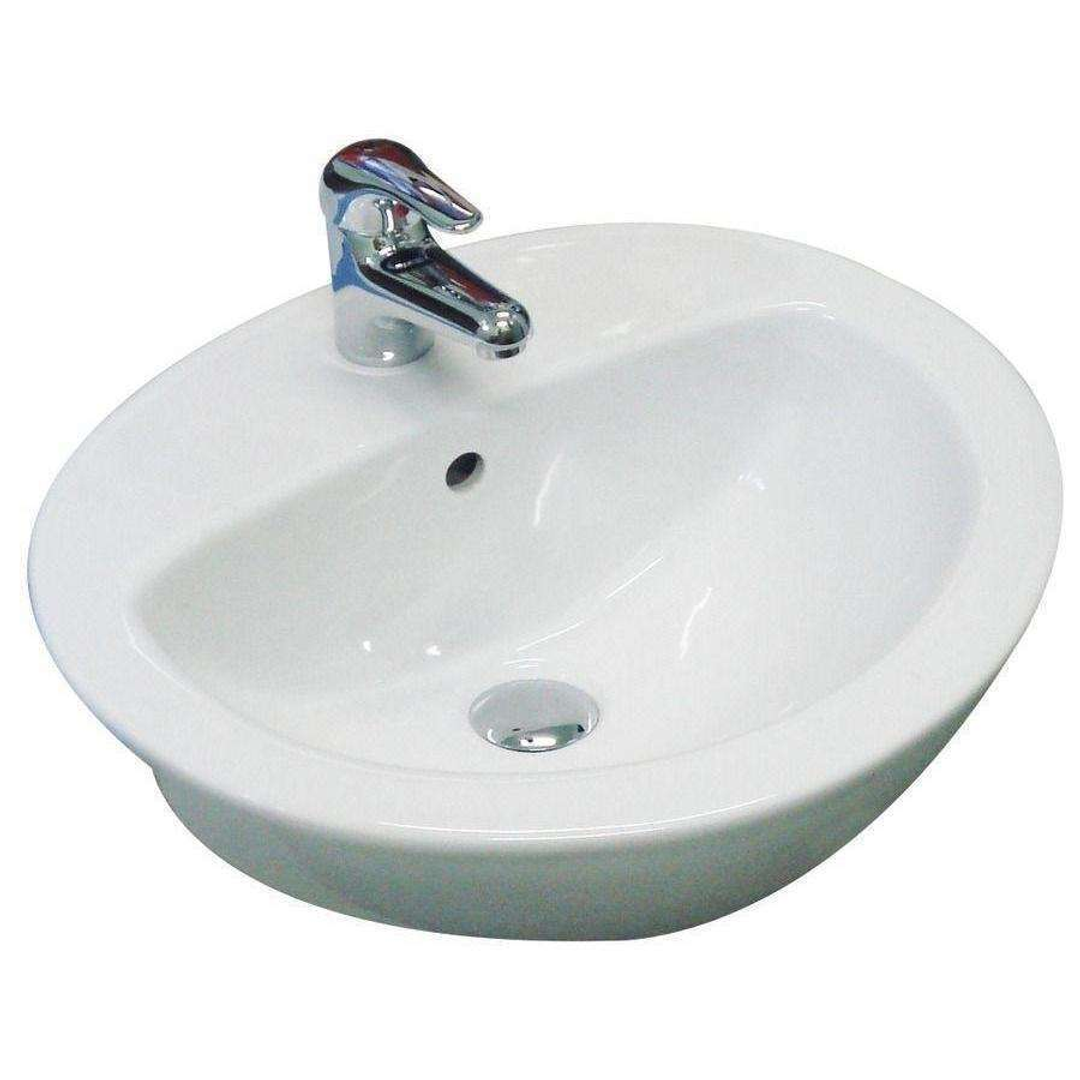 Aspire Unity Semi-Recess Round Basin 500X445 1 Tap Hole White **Sbc-205*