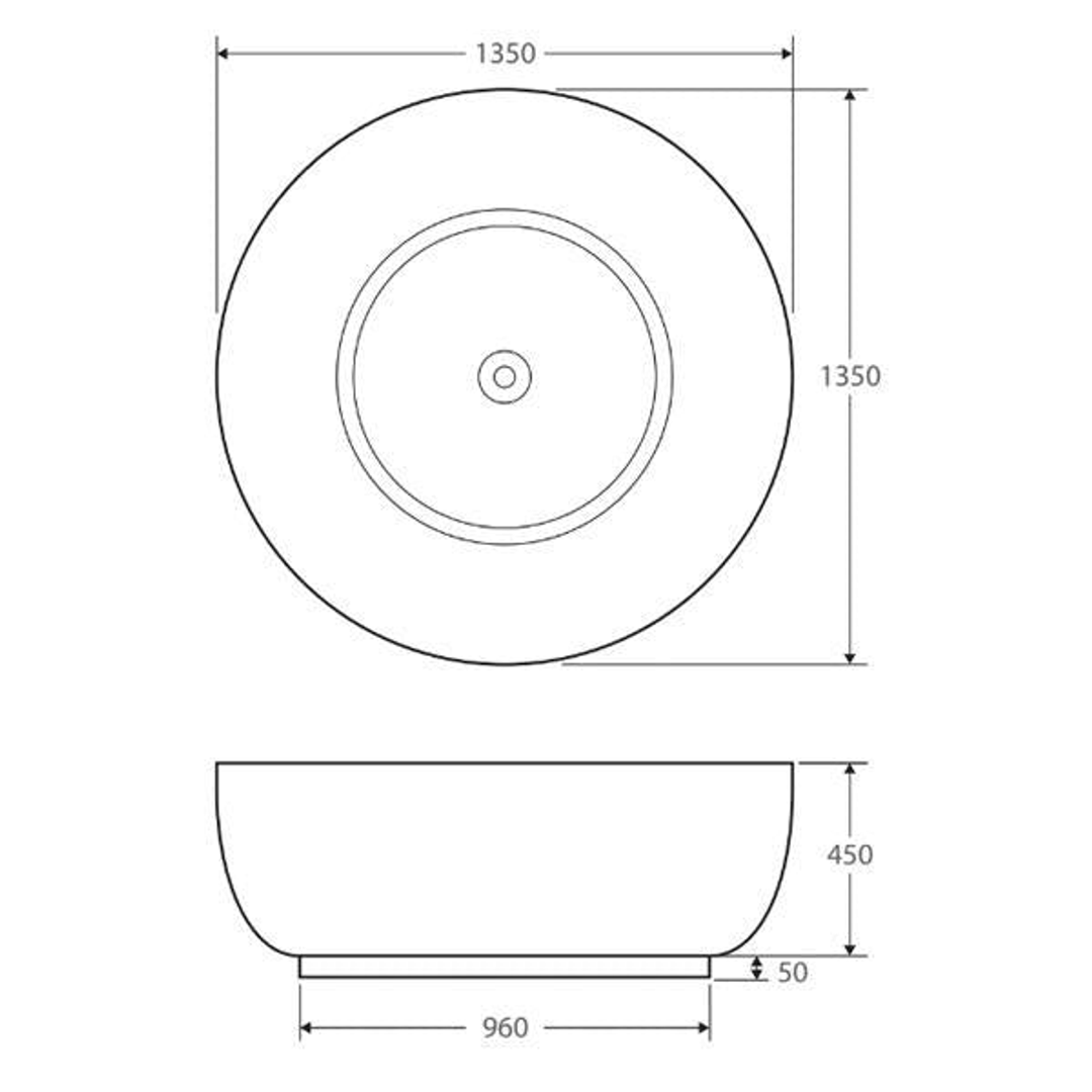 Fienza Shinto Matte White Stone Freestanding Bath 1350mm