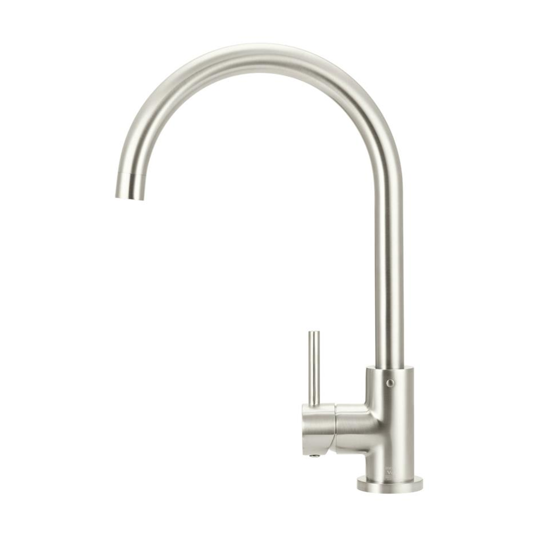 Meir Round Gooseneck Kitchen Mixer Tap Brushed Nickel