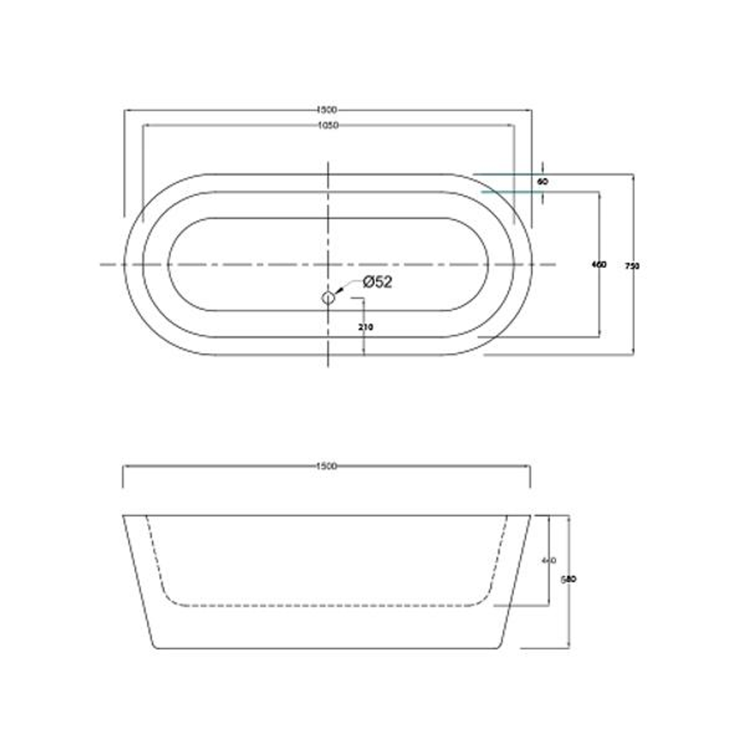 Decina Cool Freestanding Bath White 1790mm