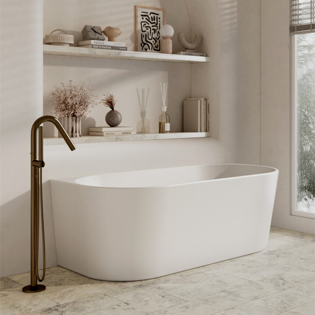 Cassa Design Auris Coner Back To Wall Bath Right Hand Corner Gloss White 1400mm
