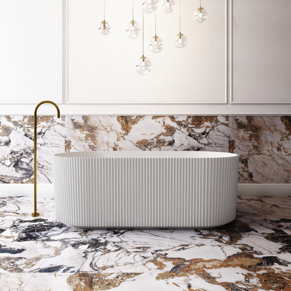 Cassa Design VGroove Back To Wall Bath Matte White 1500mm