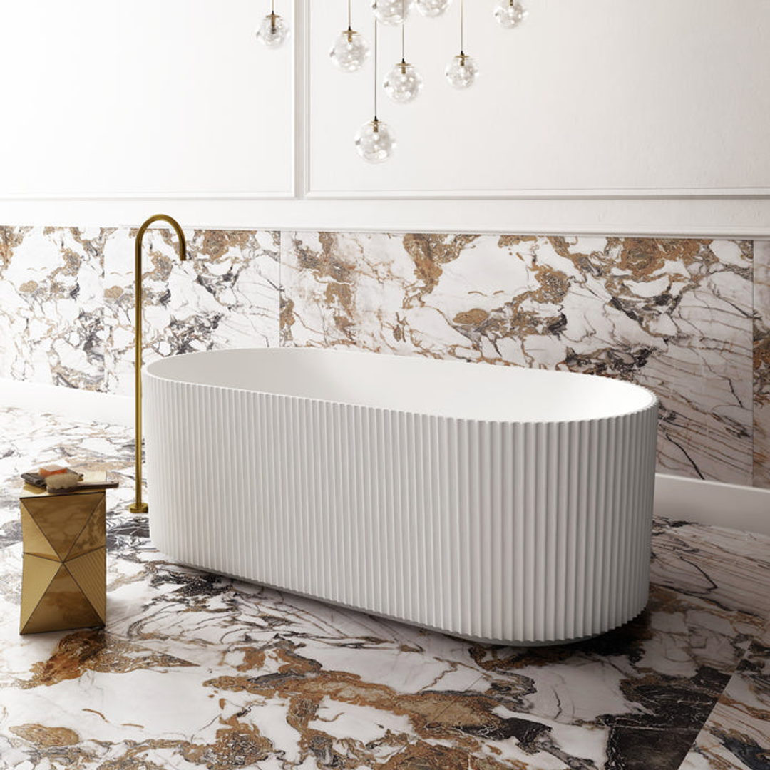 Cassa Design VGroove Round Bath Matte White 1700mm