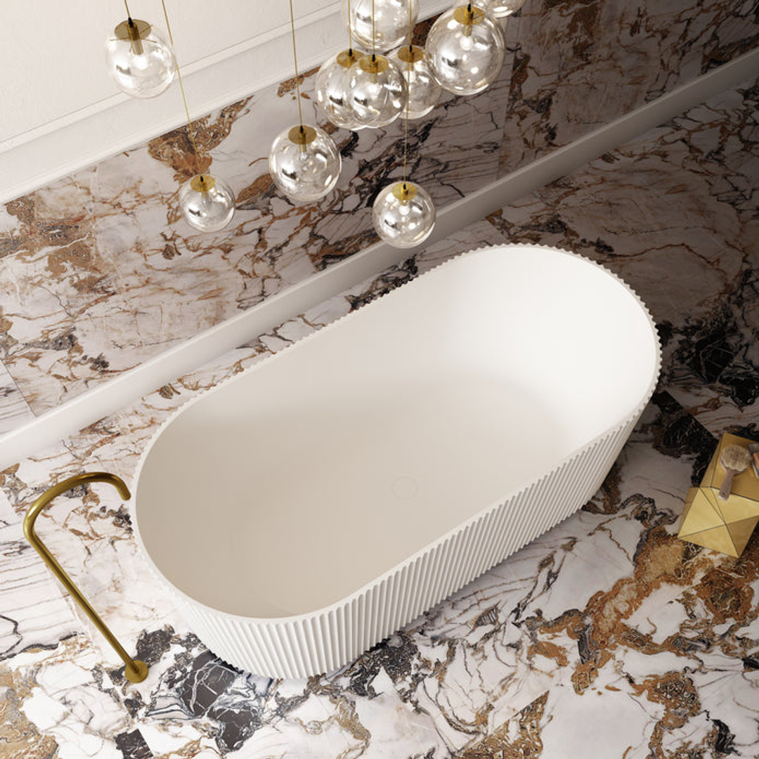 Cassa Design VGroove Back To Wall Bath Matte White 1700mm