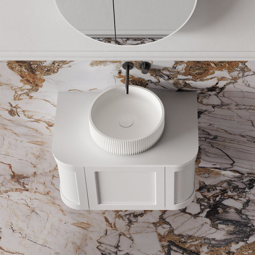 Cassa Design Westminster 750mm Curved Wall Hung Vanity 20mm Solid Stone Bench Top