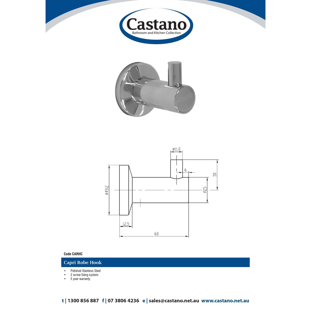 Castano Capri Robe Hook Black Carhb