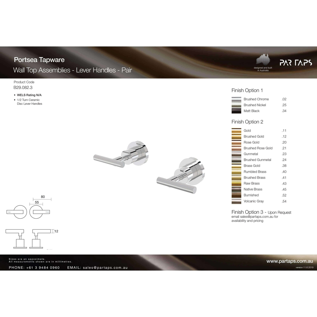 Par Portsea Lever Wall Top Assembly *Each* Chrome (B29.082.3.01)