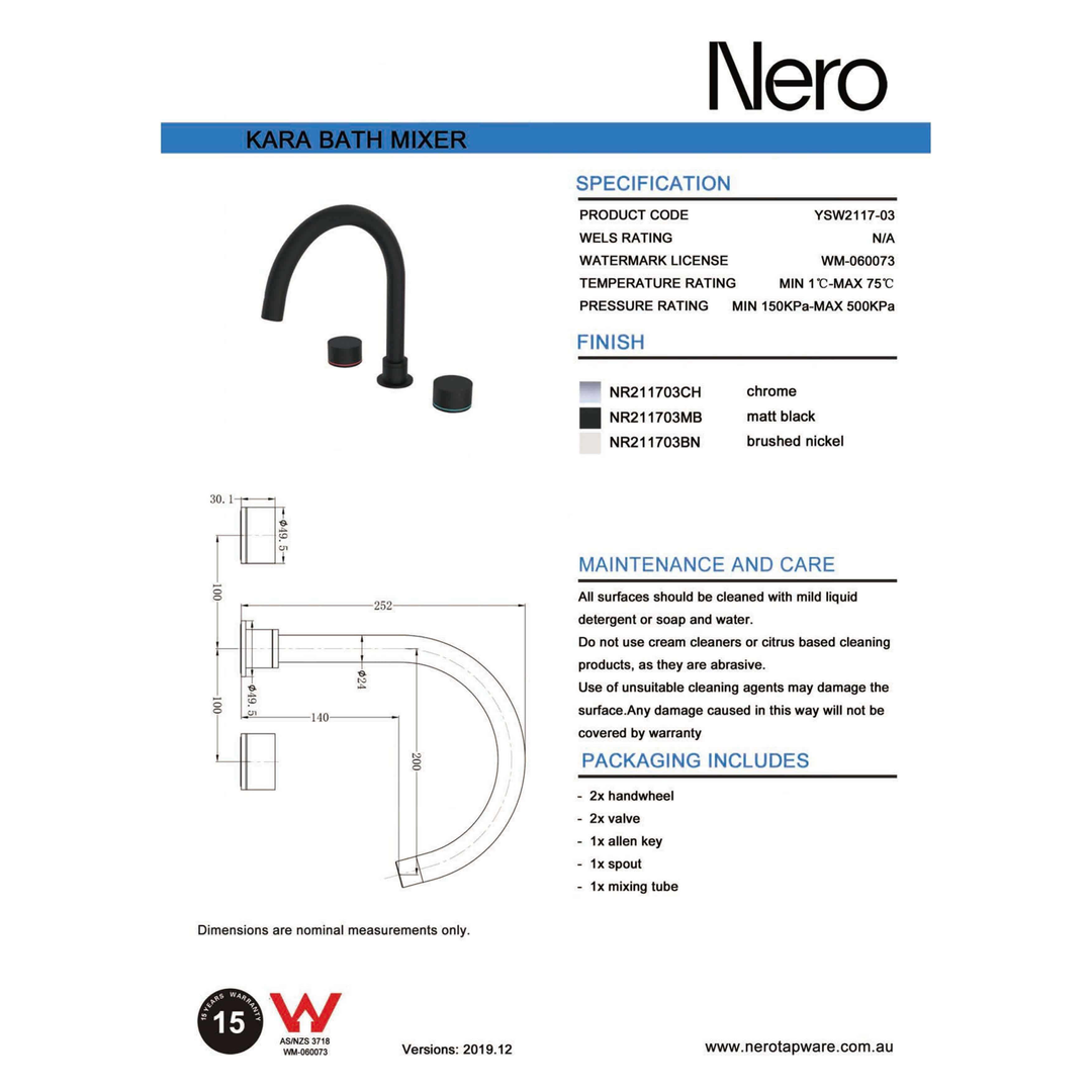 Nero Kara 3 Piece Bath Set - Matt Black