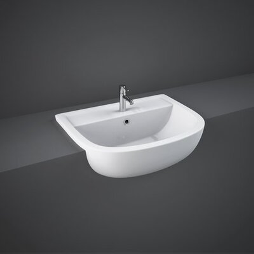 Rak Compact 550 Semi Recessed Basin 550X415mm 3 Tap Hole White